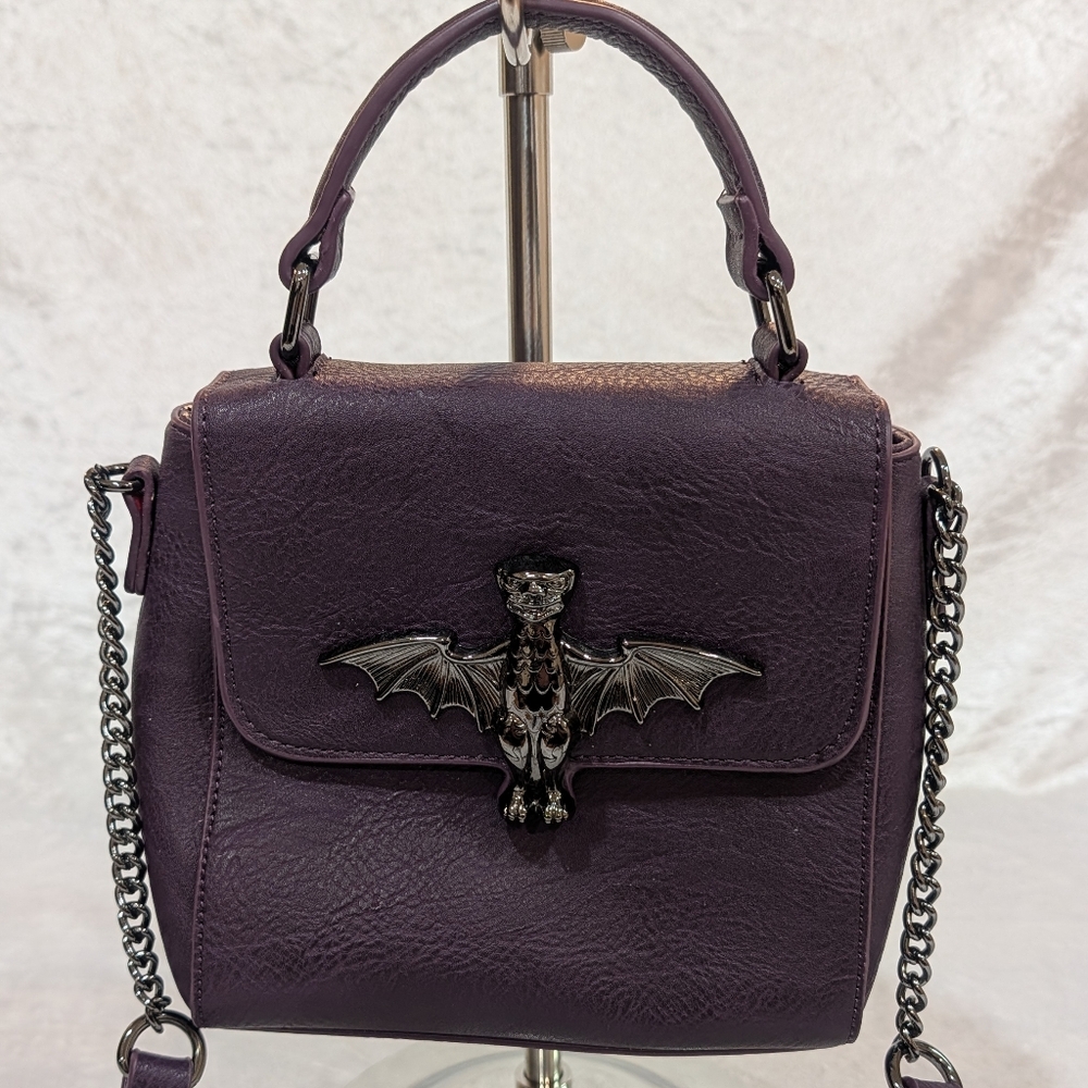 Disney Haunted Mansion Purple Crossbody Bag with Bat Design